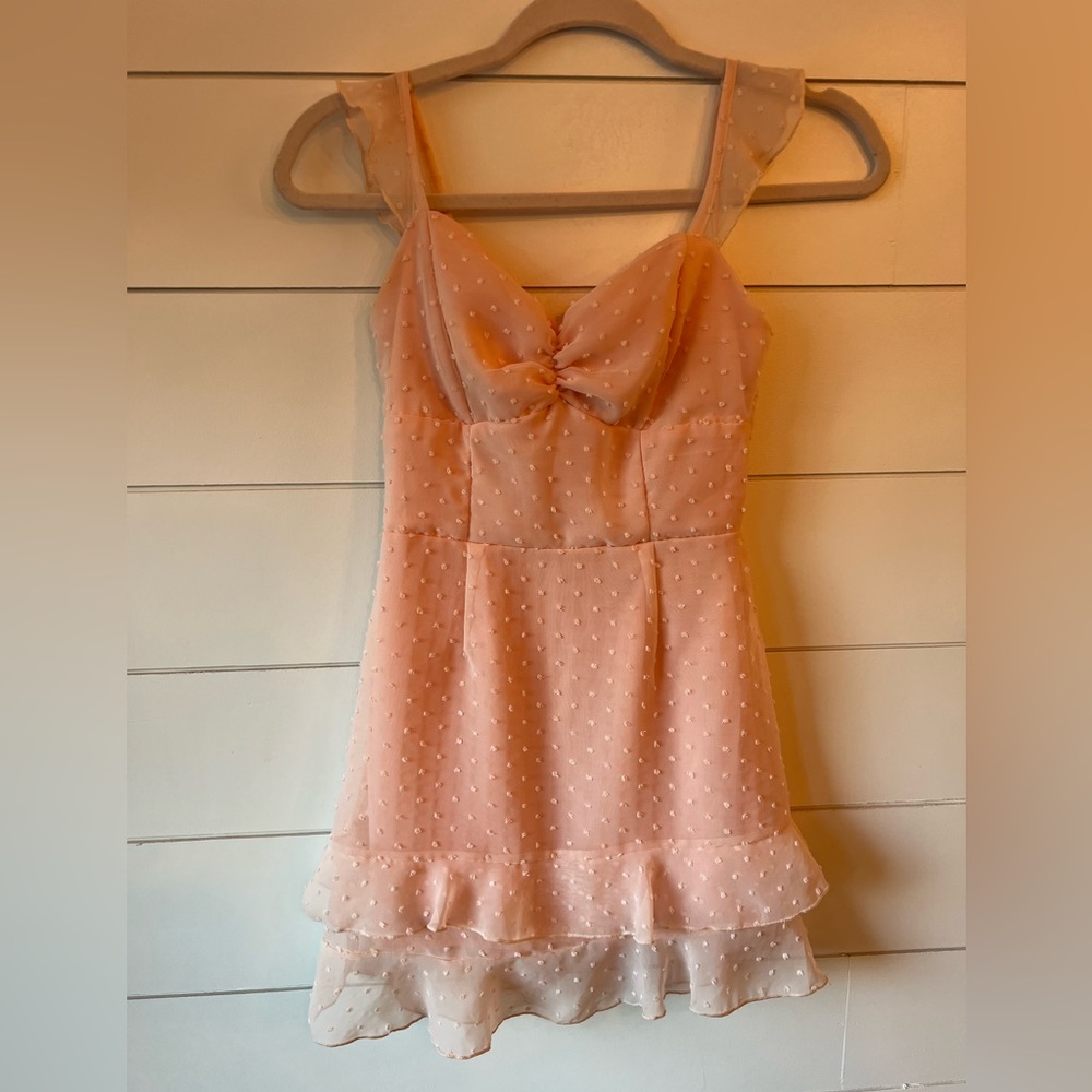 Lucy in the Sky mini dress peach pink size XS